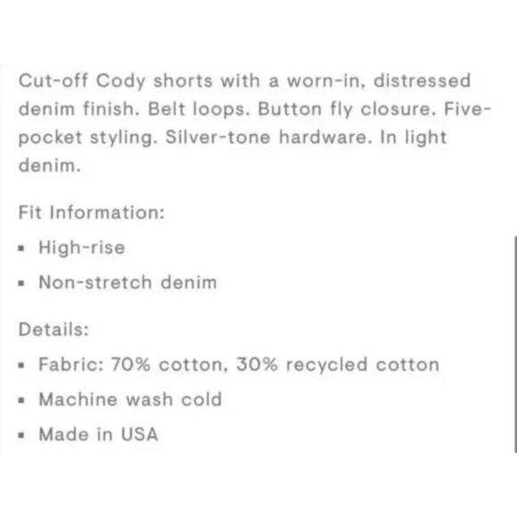 Boyish Cody High Rise Distressed 24 Denim Cutoff Shorts Blue Dont Look Now - Picture 3 of 8